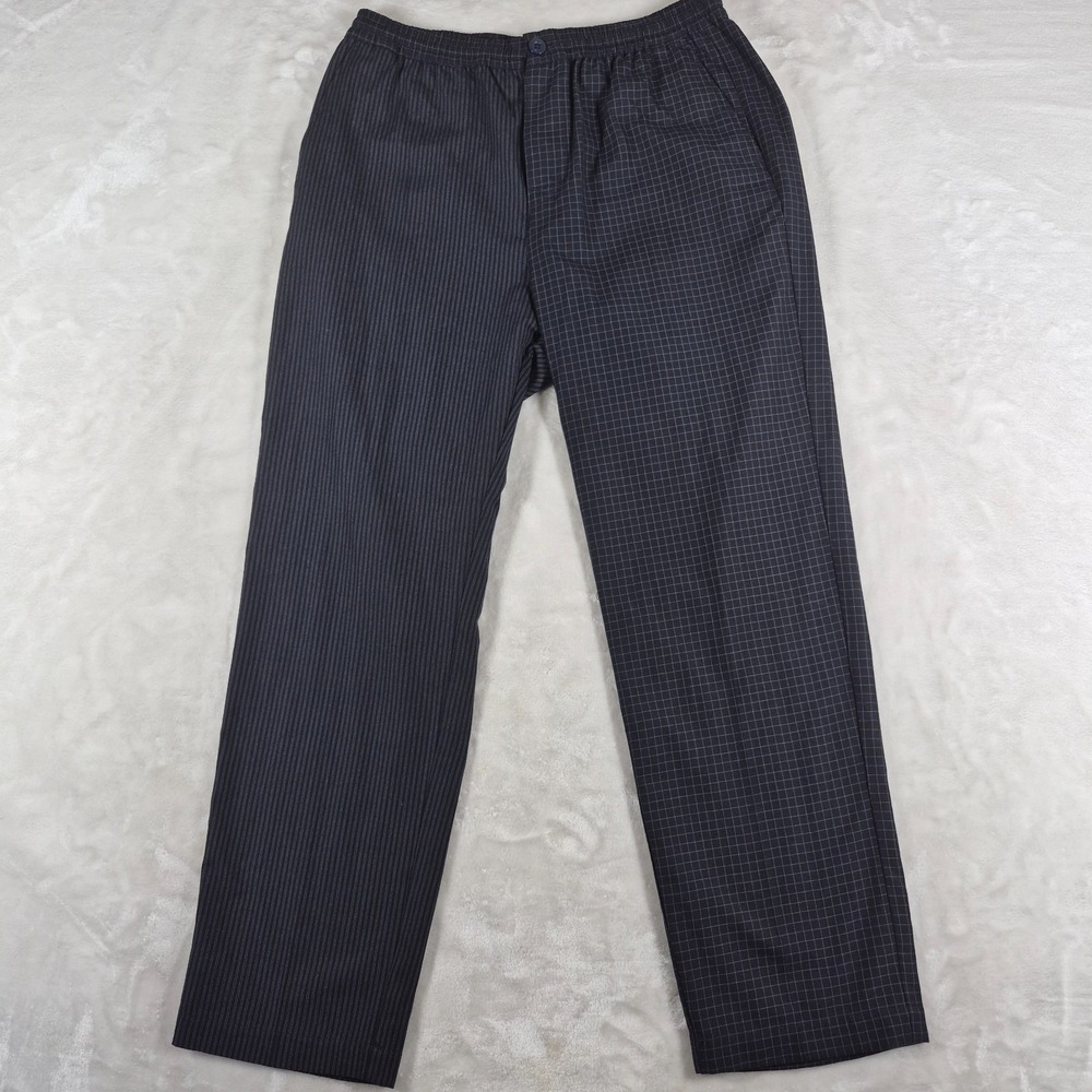 Stussy Pants Men's Medium Blue Drawstring Elastic Waist Checkered Streetwear
